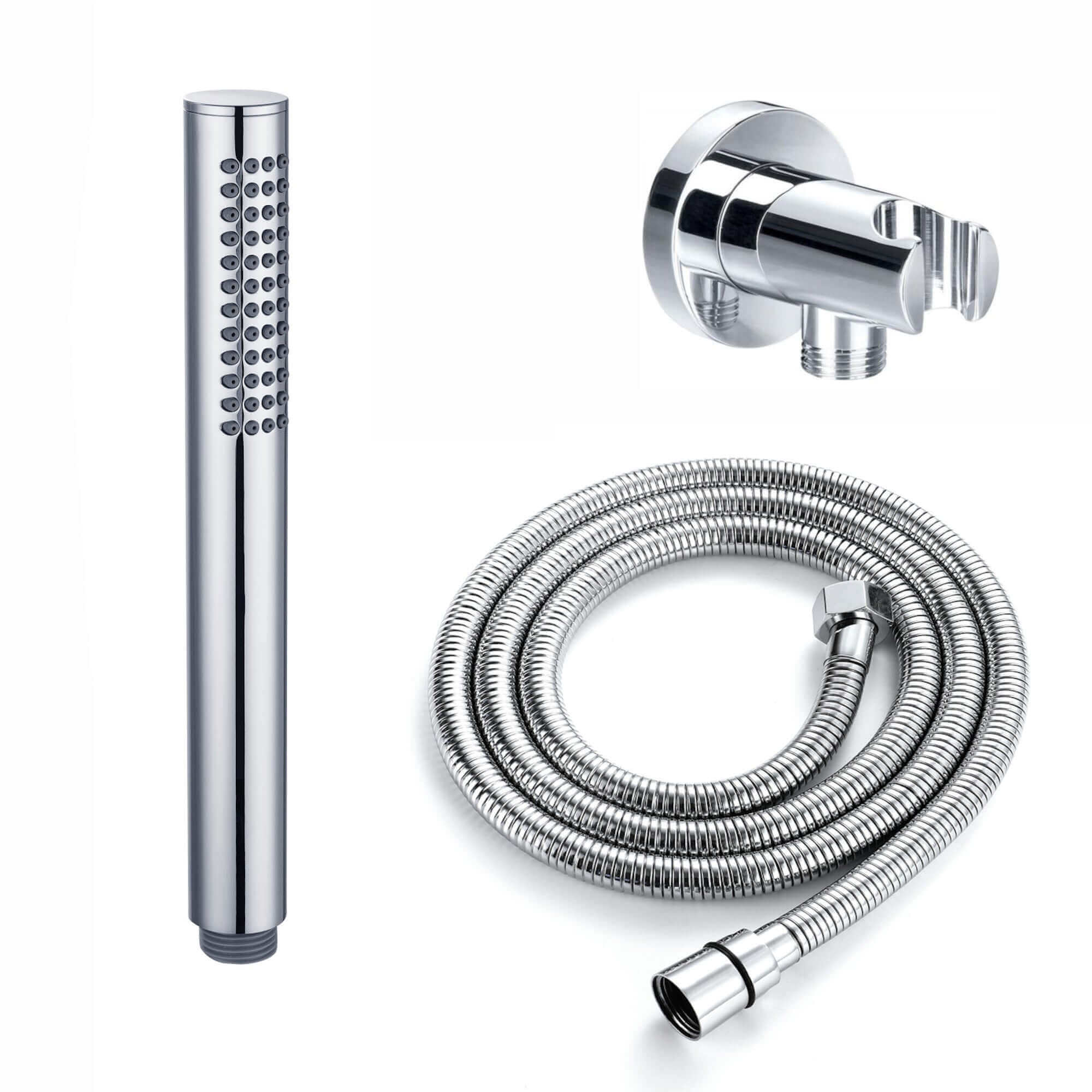 Buy Premium Round Pencil Hand Shower With Silicone Jets Kit Incl. Hose And Wall Bracket With Outlet - Chrome Online UK | HOUSE OF ENKI
